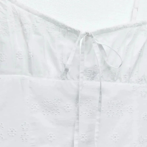 ZARA EMBROIDERED WHITE DRESS WITH BOWS - Picture 7 of 8